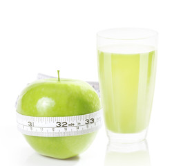 Green apple with measurement