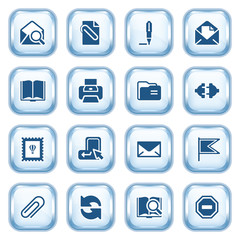 E-mail web icons on glossy buttons.