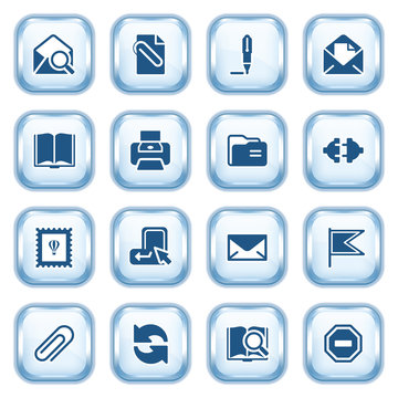 E-mail web icons on glossy buttons.