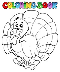 Coloring book happy turkey