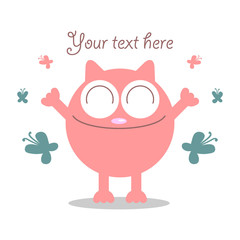 Happy funny cat greeting card