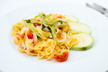 Tagliatelle with prawns