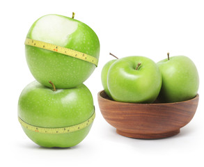 Green apple with measurement