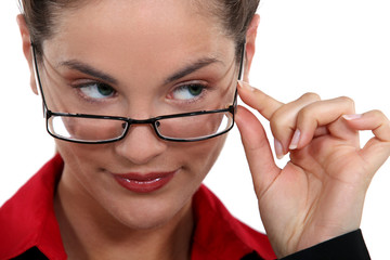 A businesswoman with a naughty look.