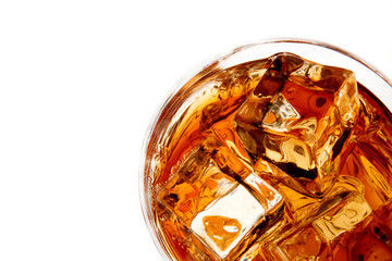 Whiskey with ice isolated