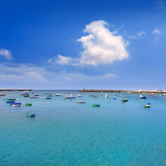 Obraz premium Arrecife Lanzarote boats harbour in Canaries