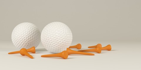 Two golf balls with tee