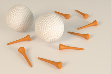 Two golf balls with tee