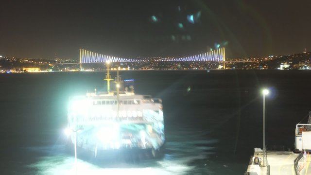 sea traffic time lapse at istanbul night