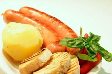 Tasty Wurstel and potato