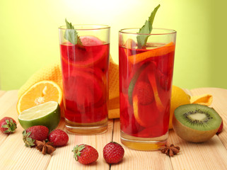 sangria in glasses with fruits,