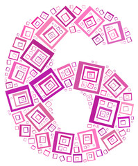 Number Six info-text/cloud word/word collage Composed with squar