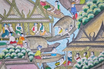 Art on Thai temple wall