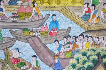 Art on Thai temple wall