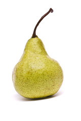 green pear on white