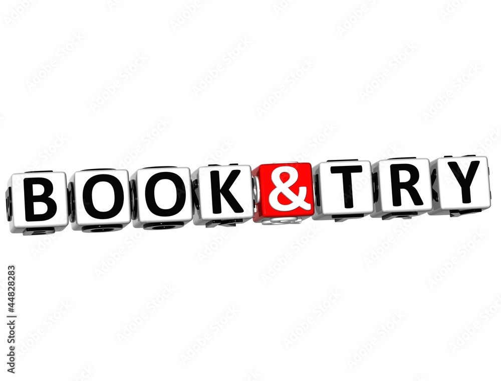 Poster 3d book and try button click here block text