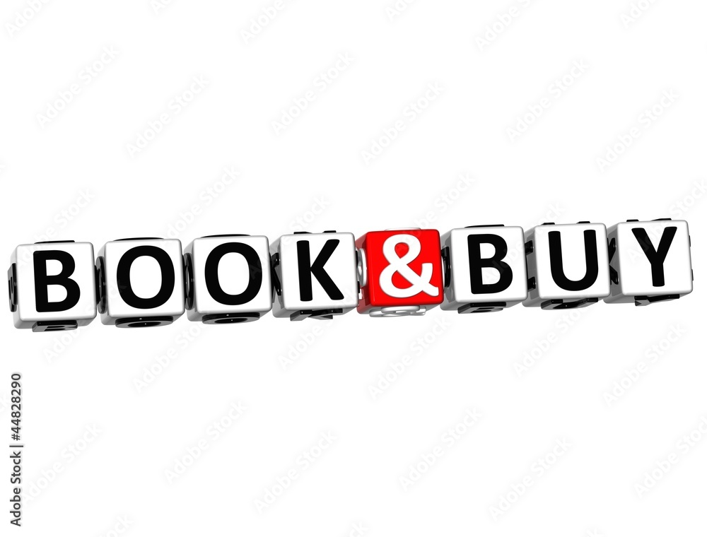 Poster 3d book and buy button click here block text