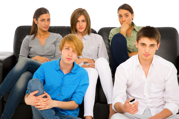 Fototapeta premium teenagers watching tv