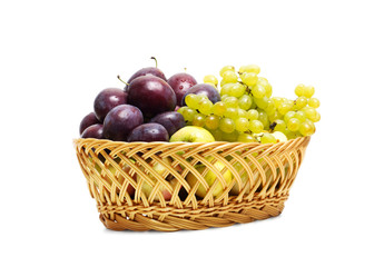 straw basket of fruit