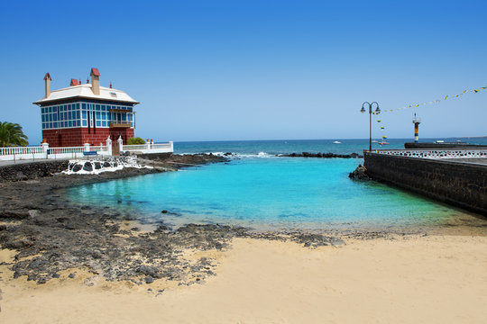 Arrieta Haria beach in Lanzarote coast at Canaries