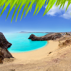 Lanzarote Papagayo turquoise beach and Ajaches