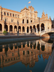 Fototapeta premium Plaza de Espana (Square of Spain) in Seville at sunset