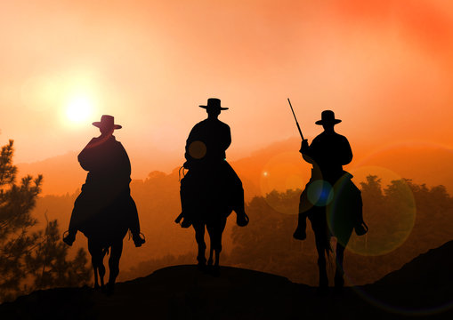 Stock Illustration of Horse Rider on Mountain