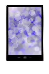 Realistic tablet pc computer with bokeh  screen isolated on whit