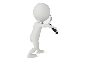 3d humanoid character with a magnifier