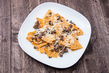 Plate with Portion of fresh Nachos