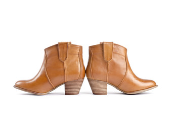 Leather Cowboy Boots Isolated on White