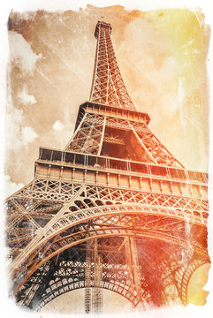 Eiffel tower postcard, Paris