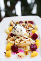 Waffle with fruits