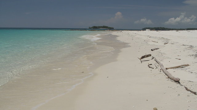 White sandy beach of a tropical island,Panama, central America