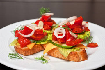 Toast with vegetables