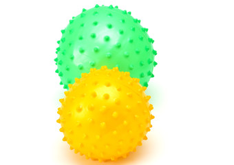 Yellow and green  balls isolated on white