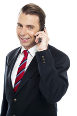 Marketing executive communicating with client