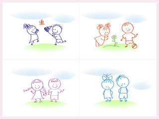 Children playing on the lawn