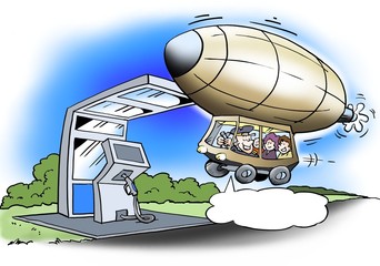 A hot air balloon is ready to be filled with helium fuel