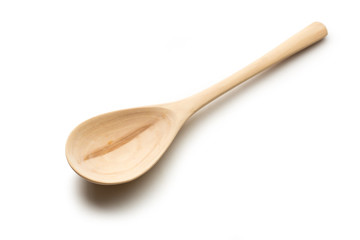 Wooden spoon on white background