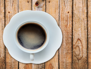 hot coffee on wood texture desk