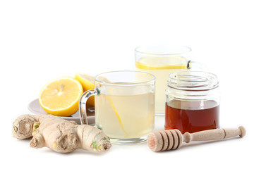 Ginger tea with honey and lemon