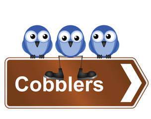 Comical shoe repair sign