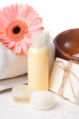 Close-up of products for spa and body care