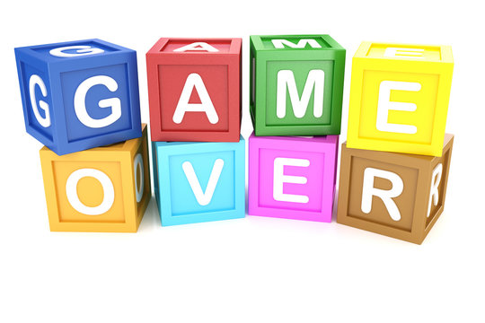 Toy Block with Game Over phrase
