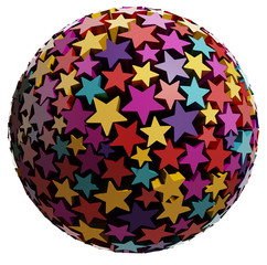 Sphere made of color stars isolated. 3d.
