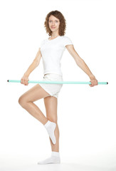 Active girl doing exercises