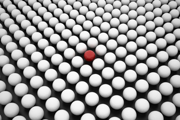 Hole with Red Sphere between Array of White Spheres