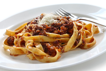 tagliatelle with ragu bolognese sauce, italian pasta cuisine