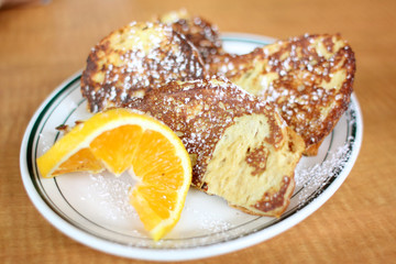 Challah French toast at a restaurant.